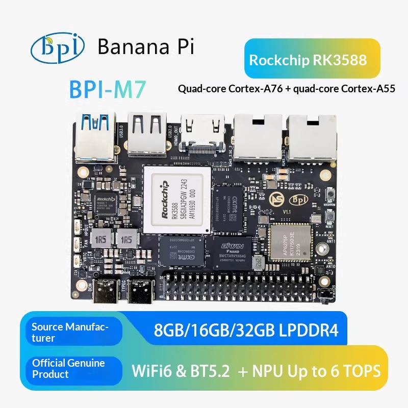 Placa de Desenvolvimento AI Ba - Banana Pi Bpi M7 Rk3588 avaliação e preço